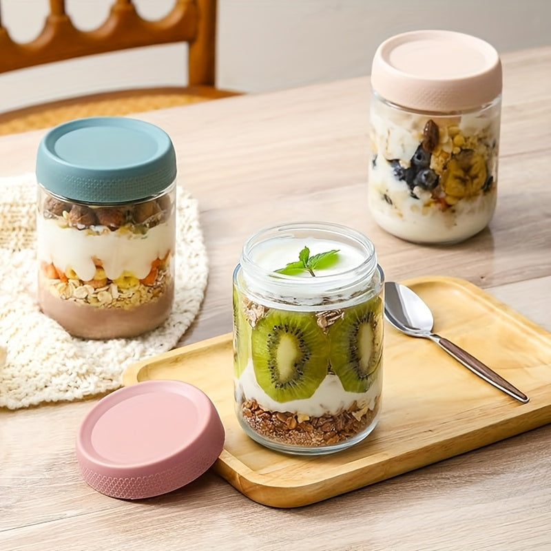 Lot de 6 bocaux Mason en verre de 475 ml avec couvercles hermétiques – Récipients à large ouverture pour avoine de nuit, bocaux de conservation pour préparation de repas, yaourt, salade, snacks, épices, sucre – Ensemble de rangement de cuisine sans BPA