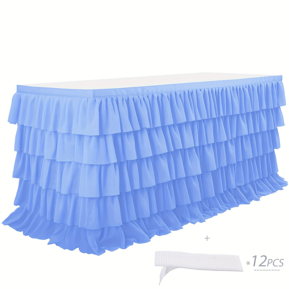 6ft Tulle Tutu Table Skirt β Chiffon Ruffle Table Skirting for Birthday Party, Wedding, Bridal Shower, Girls Party & Holiday Decor β Easy Hook & Loop Install, 12 Colors (72"L x 30"H)