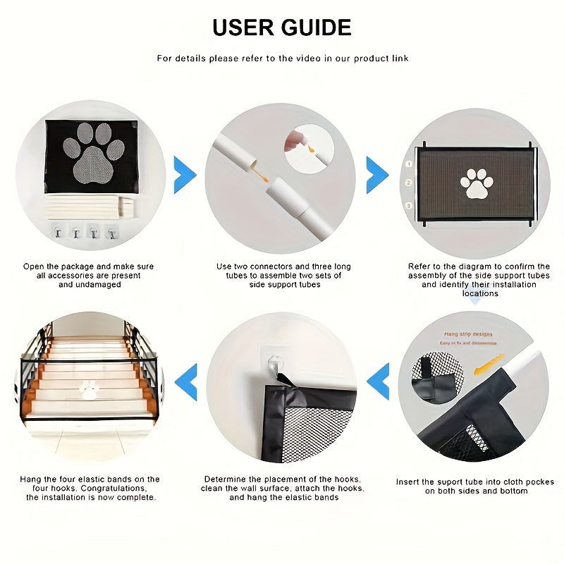 Barrière de sécurité pliable et portable pour animaux – Filet d'isolation en maille pliable pour portes intérieures, escaliers et pièces, disponible en petites et grandes tailles