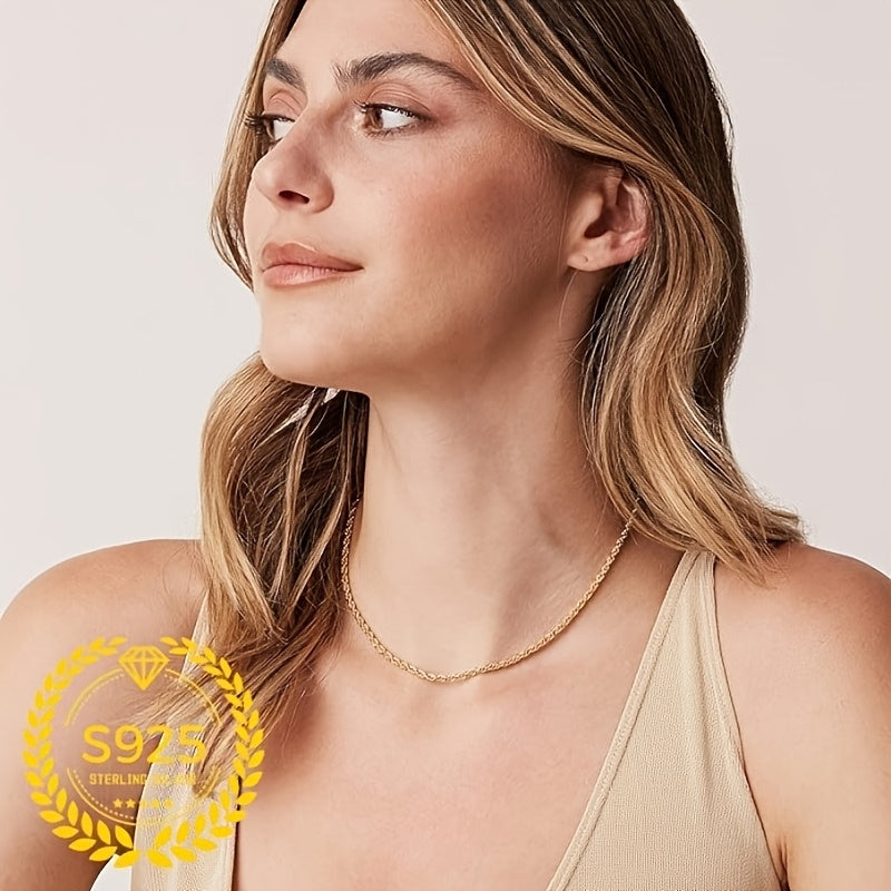 Collier chaîne corde torsadée plaqué or 24 carats en argent sterling 925 pour femme – Collier superposition élégant style bohème, 20"/22"/24", cadeau d'anniversaire et de fêtes