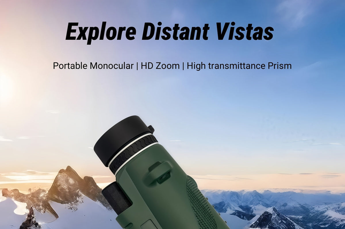 Monoculaire HD 10x42 avec adaptateur pour téléphone et trépied – Longue-vue compacte à lentilles FMC pour l'observation des oiseaux, la faune, la randonnée, le camping, les concerts et le sport – Noir et vert, cadeau de Noël
