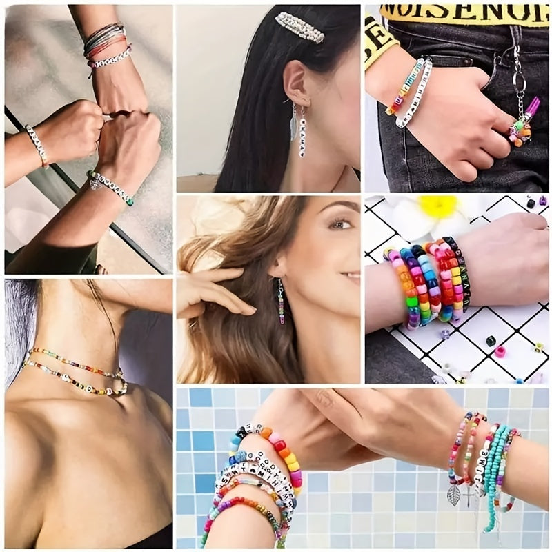 Kit de fabrication de bijoux DIY, 4655 perles pour bracelets, colliers et boucles d'oreilles avec boîte de rangement à 3 niveaux, breloques lettres et outils, cadeau pour filles et femmes