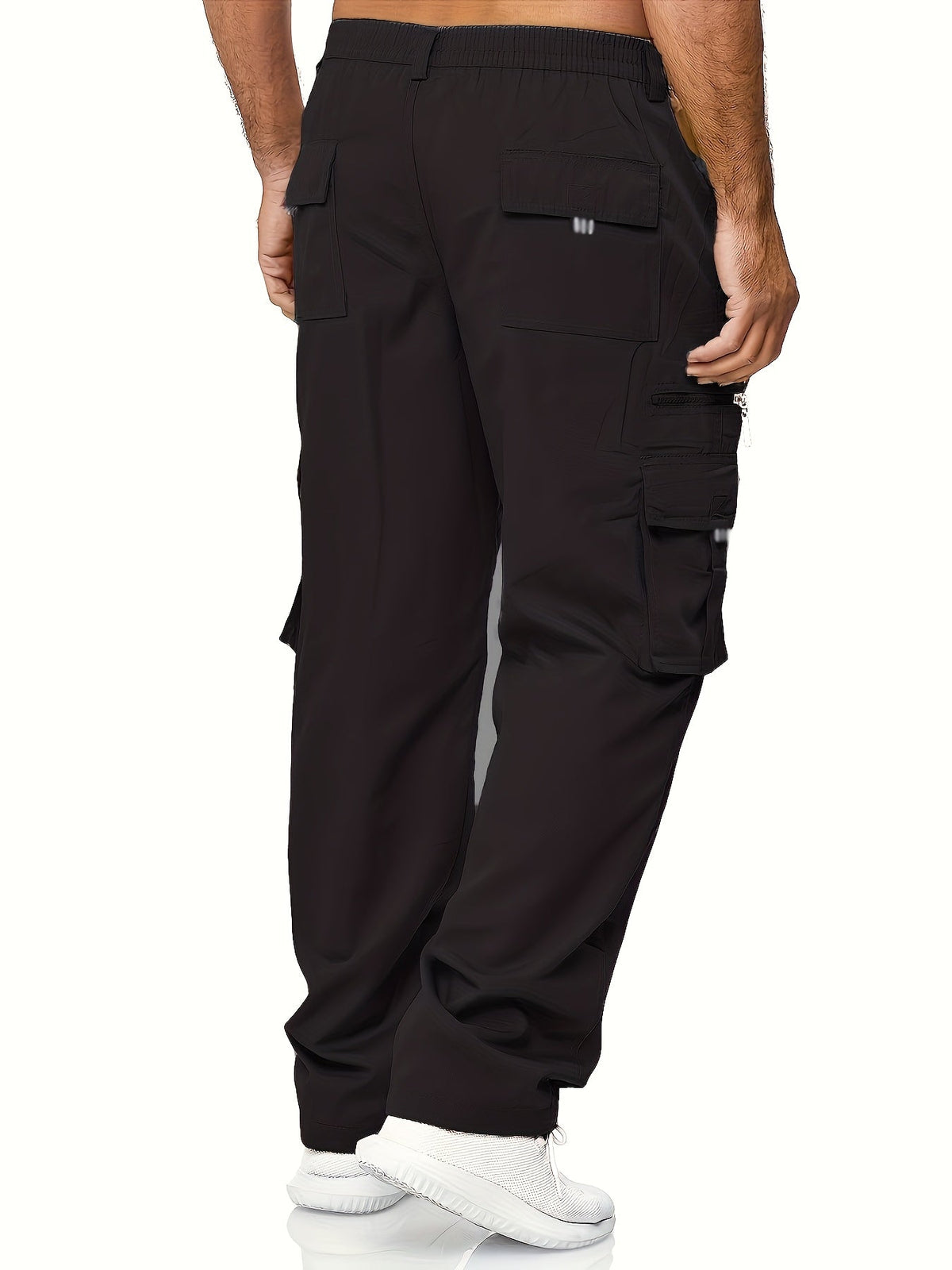 Lot de 3 pantalons cargo pour homme, coupe droite multipoches – Pantalon de randonnée en polyester tissé uni pour le printemps et l'automne, tailles S à XXXL, 9 combinaisons de couleurs