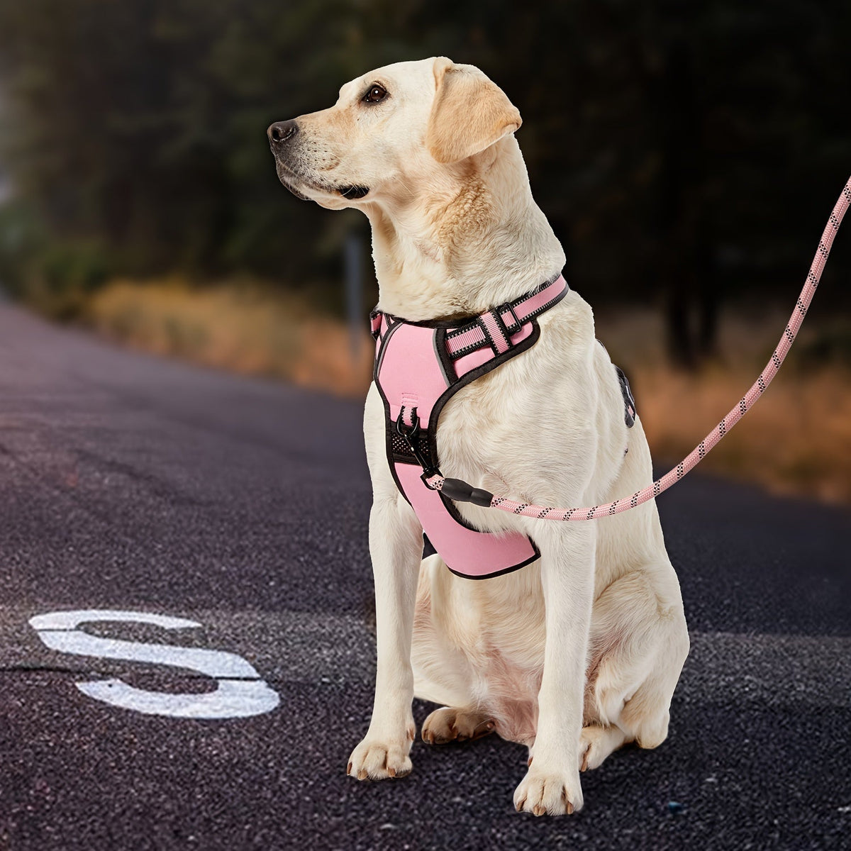 Ensemble harnais anti-traction pour chien avec laisse rétractable, ceinture de sécurité et collier – Harnais gilet entièrement réfléchissant, réglable et respirant avec poignée pour petits et grands chiens, tailles XS–XL