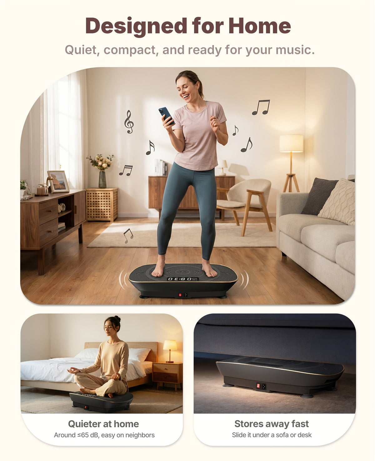 Plaque vibrante MERACH CV30 Pro, plateforme d'exercice corps complet à détection automatique avec haut-parleur Bluetooth, bandes de résistance, 10 niveaux de vitesse, écran LED, capacité de 150 à 200 kg – Appareil de fitness pour domicile