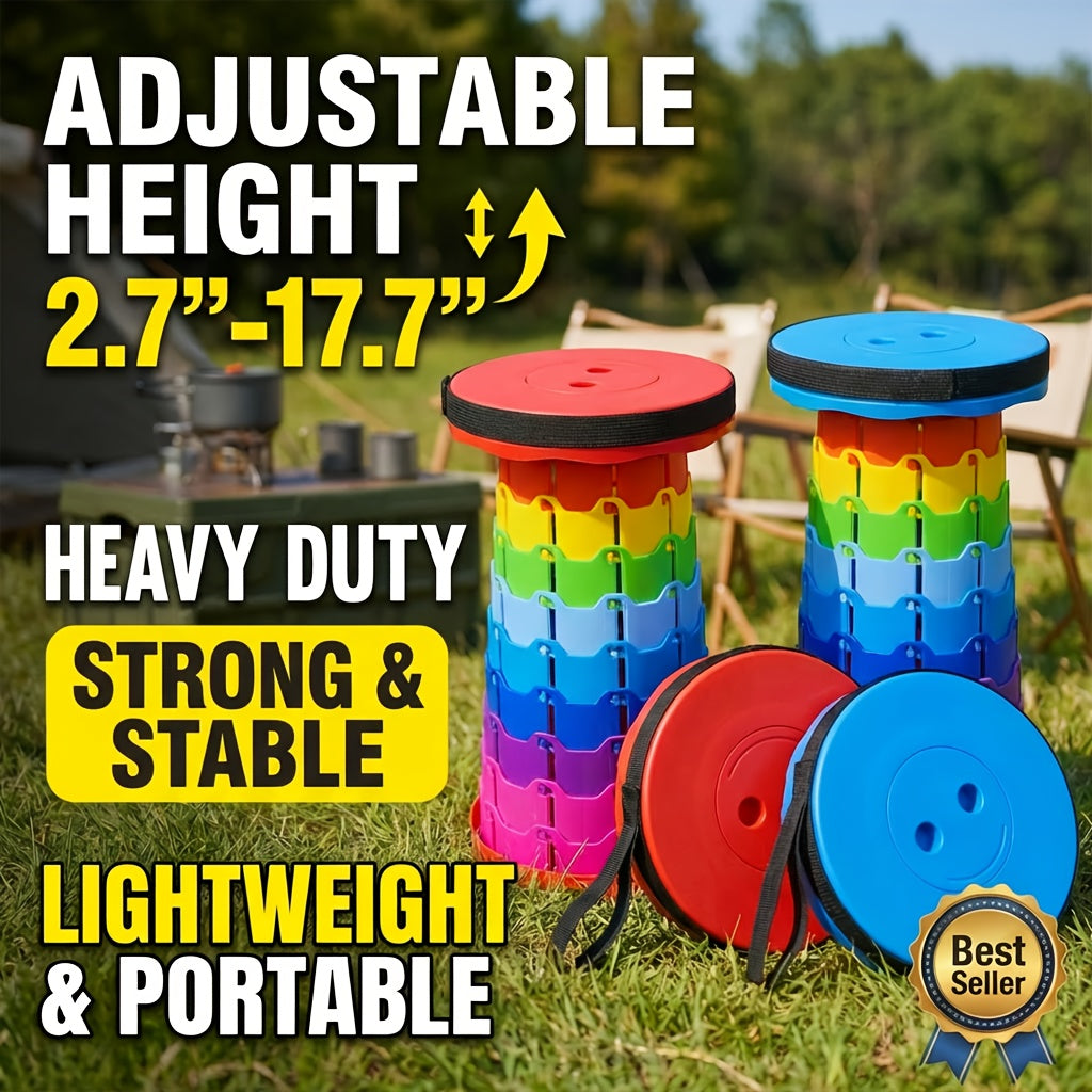Lot de 2 tabourets pliants escamotables, portables et légers, capacité de 180 kg - Siège rétractable pour camping, pêche, randonnée, cuisine, barbecue, intérieur et extérieur