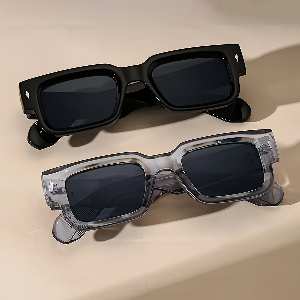 Lot de 2 lunettes rétro carrées épaisses - Monture audacieuse protection UV400 pour hommes et femmes, soirées, festivals, costumes d'Halloween et look quotidien affirmé