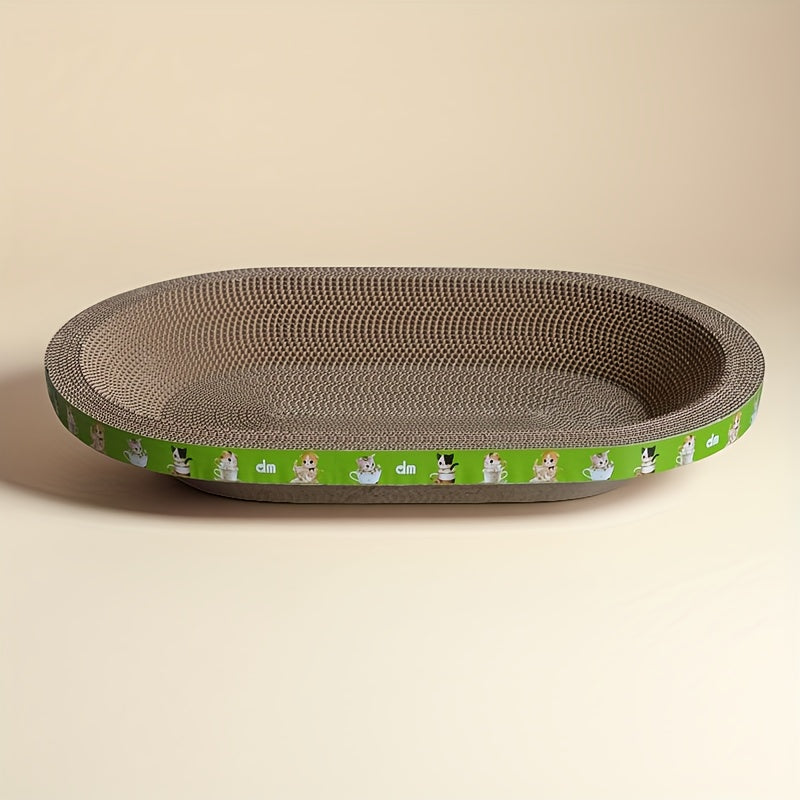 Griffoir pour chat ovale 60 x 40 cm, tapis à griffer en sisal épais 3-en-1 pour jouer, se reposer et se détendre, résistant à l'usure, ne peluche pas, protecteur de meubles pour chat