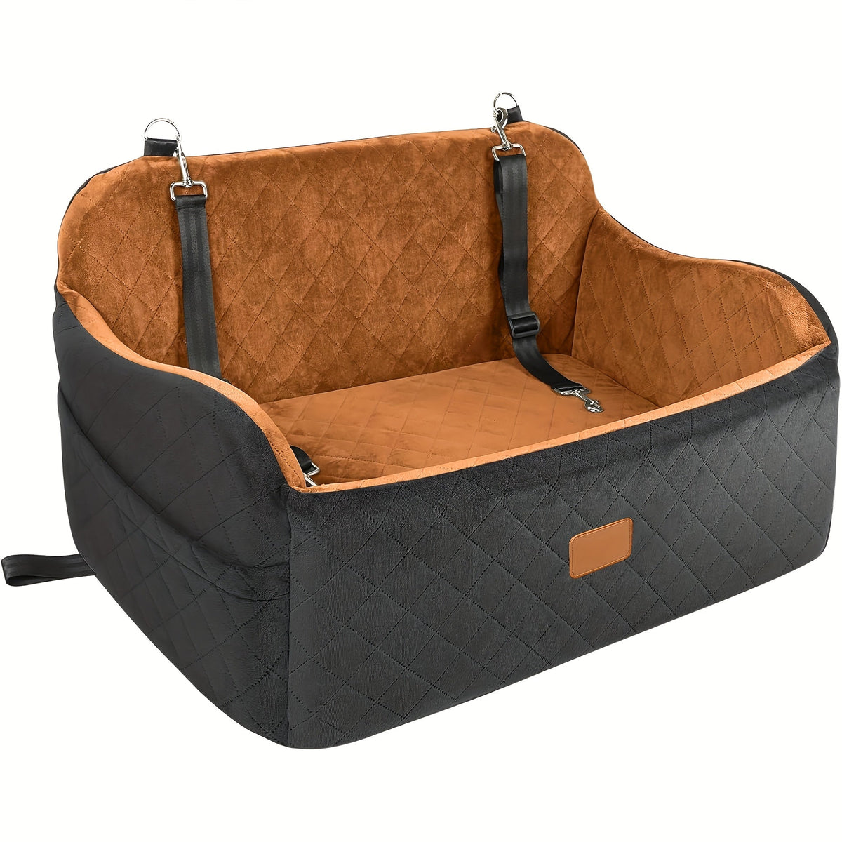 Siège auto pour chiens de taille moyenne à grande – Panier de voyage lavable en mousse à mémoire de forme pour animaux avec passage pour ceinture de sécurité, sangles réglables et installation en 3 points, Gris Noir Marron Tout Noir Noir Gris