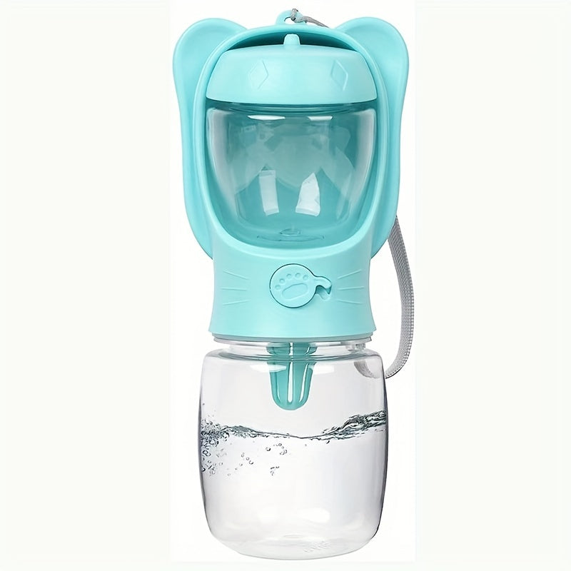 Gourde portable pour chien avec récipient à nourriture - Distributeur d'eau pour animal de compagnie 2-en-1 pour la marche, la randonnée et le voyage, gourde anti-fuite pour chiens et chats