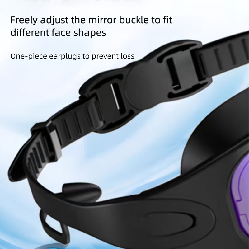 Lot de 2 lunettes de natation antibuée avec bouchons d'oreilles, pince-nez et sac étanche – Lunettes de natation avec protection UV pour hommes, femmes et adolescents, kit d'accessoires pour piscine extérieure et sports nautiques