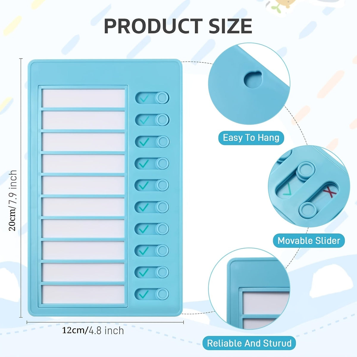 Lot de 4 tableaux de corvées – Tableaux de tâches à cocher en plastique avec 10 listes de tâches détachables en papier cartonné pour l'organisation de la routine domestique, les corvées des enfants, le planning familial et le suivi des tâches quotidiennes
