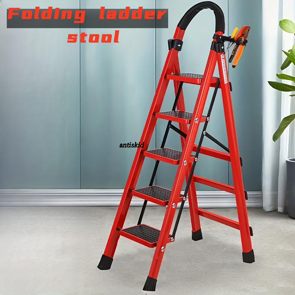Escabeau pliant robuste, capacité 225 kg - Échelle portable antidérapante à 2/3/4/5 marches, plastique léger et durable, marchepied pliable pour la maison, la cuisine, le bureau et usage industriel