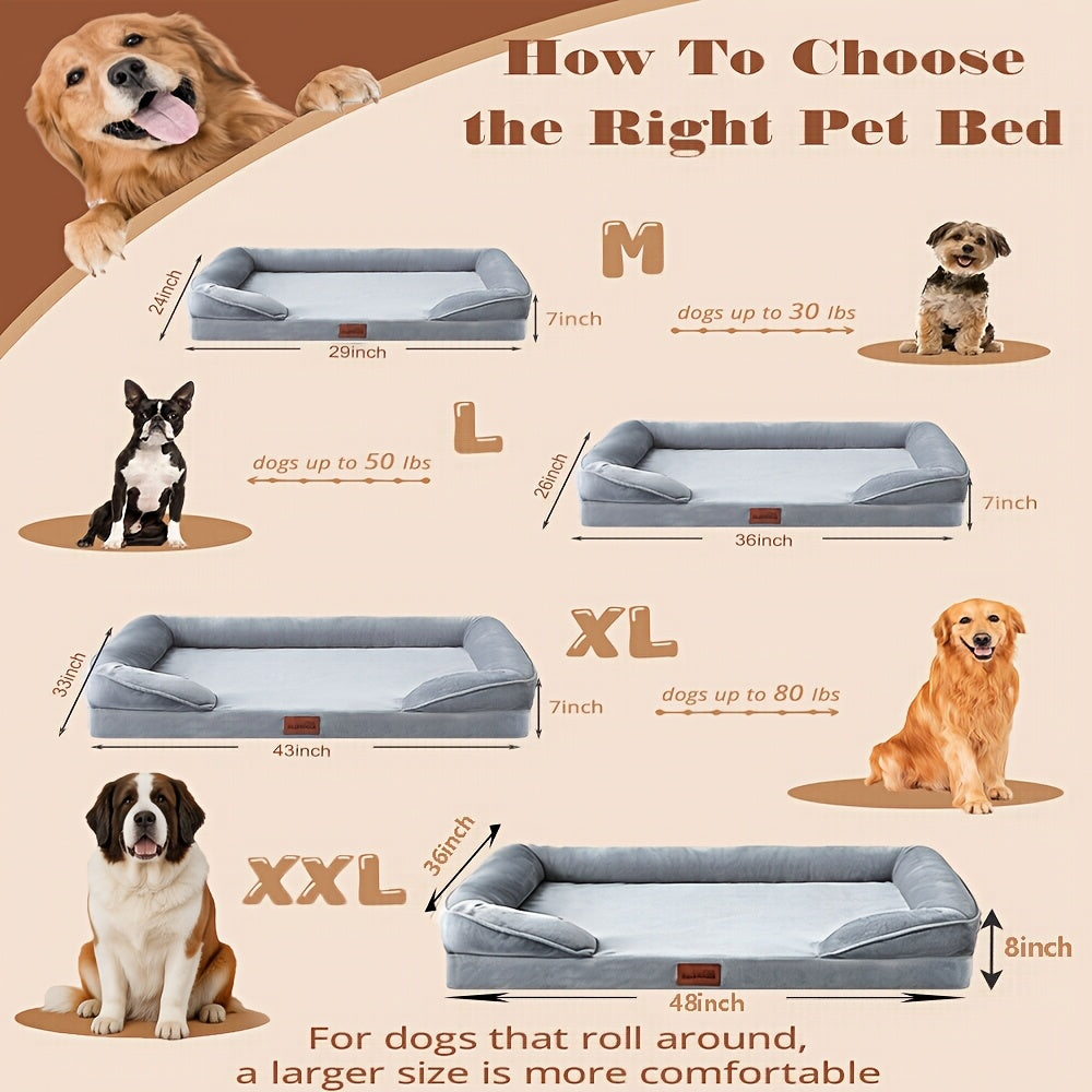 Panier pour chiens de grande et très grande taille – Canapé pour animaux lavable avec housse amovible et fond antidérapant, couchage confortable pour chiens et chats, gris, tailles multiples M-XXL