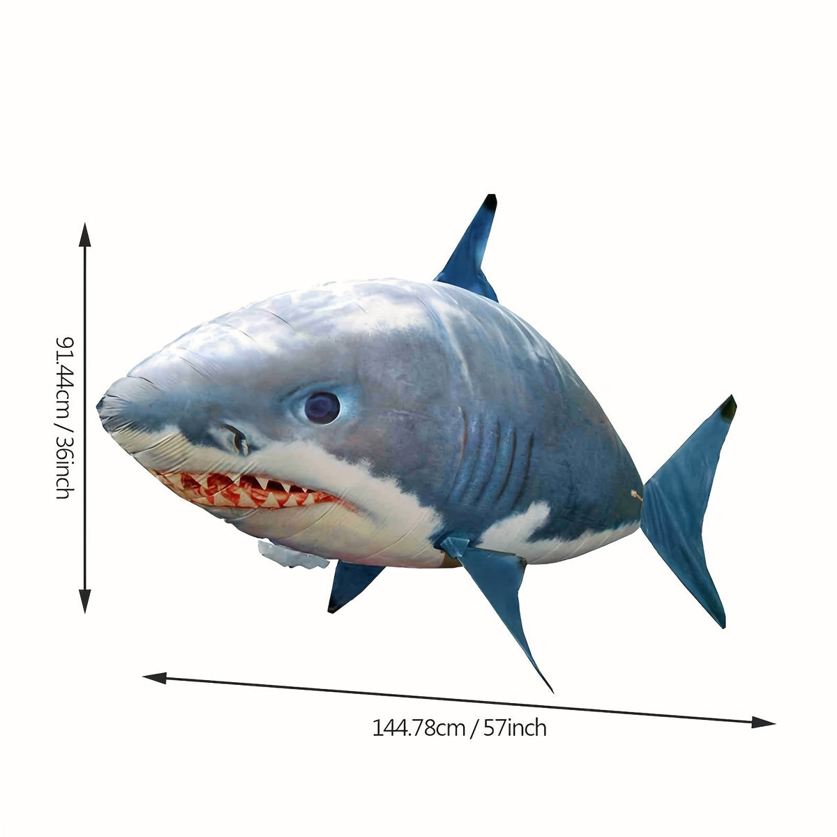 Jouet ballon gonflable requin volant télécommandé, poisson planeur flottant dans les airs, 145 cm, intérieur extérieur, cadeau d'anniversaire, Noël, Halloween pour enfants et adolescents, requin bleu ou poisson-clown orange