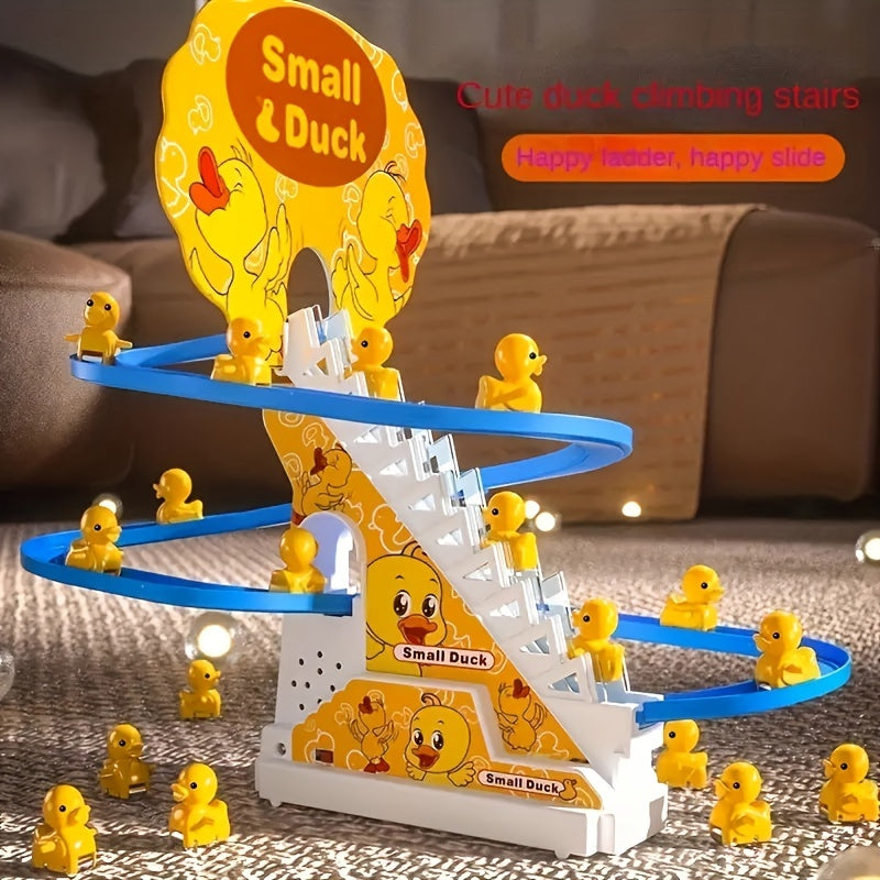 Ensemble de 6 canetons électriques monte-escaliers, jouet toboggan pour canards jaunes avec lumières et musique pour tout-petits garçons et filles, jouet interactif pour bébé, cadeau idéal pour Pâques, Halloween, Noël et les anniversaires