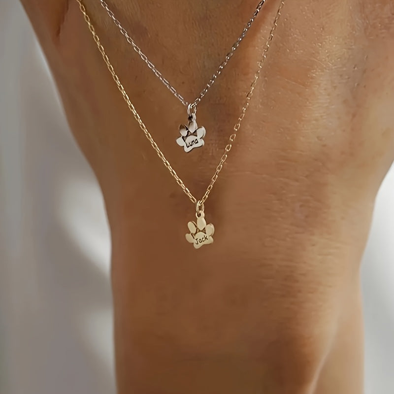Collier avec empreinte de patte de chien personnalisée – Bijou commémoratif pour animaux de compagnie avec 1 à 5 pattes, cadeau élégant pour les amoureux des animaux pour la Saint-Valentin, Noël et toute l'année