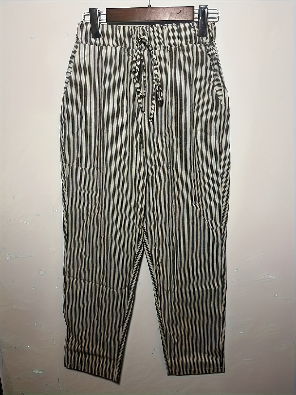 Pantalon large à rayures pour femme, coupe décontractée, bande latérale, pantalon léger en polyester - Pantalon mode confortable toutes saisons, tailles S M L XL XXL, plusieurs coloris
