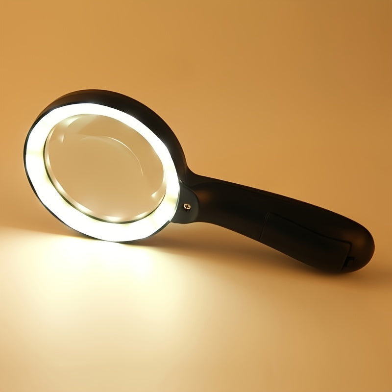 Loupe grossissante 10X avec 12 lumières LED – Grande loupe à main éclairée pour la lecture des seniors, les pièces de monnaie, les timbres, les bijoux et la réparation, loupe à éclairage LED lumineux – Noir