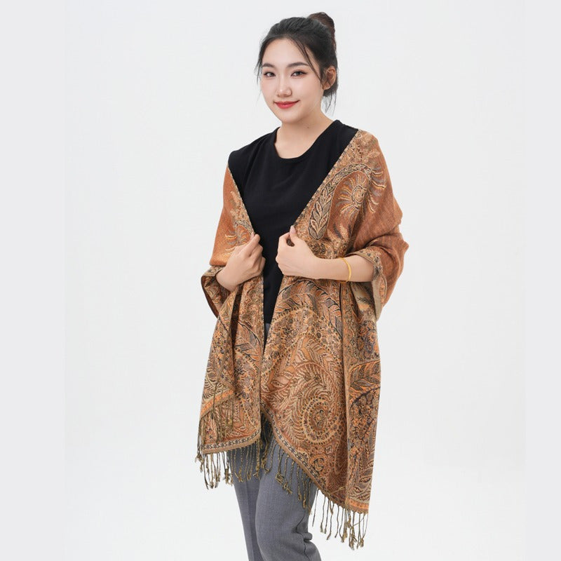 Écharpe pashmina à motif cachemire « queue de phénix » – Châle enveloppant épais et chaud pour femme, tissu doux et luxueux disponible en 17 couleurs éclatantes, polyvalent pour les événements formels, le quotidien et les cadeaux