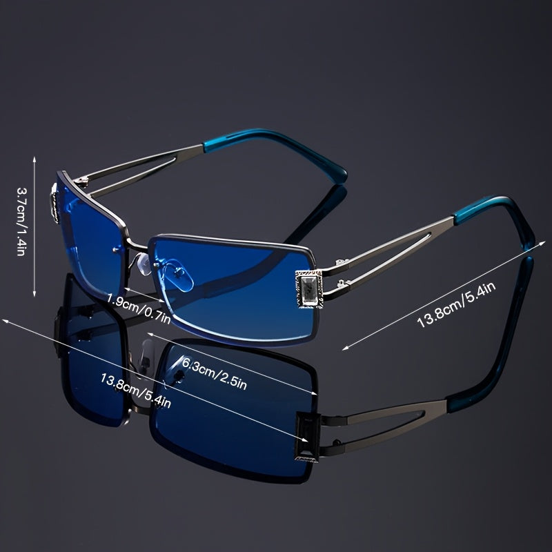 Lunettes de fête carrées à strass pour femmes et hommes – Accessoire de festival hip-hop audacieux, décoration en cristaux de luxe, choix de couleurs, étui et chiffon de nettoyage inclus