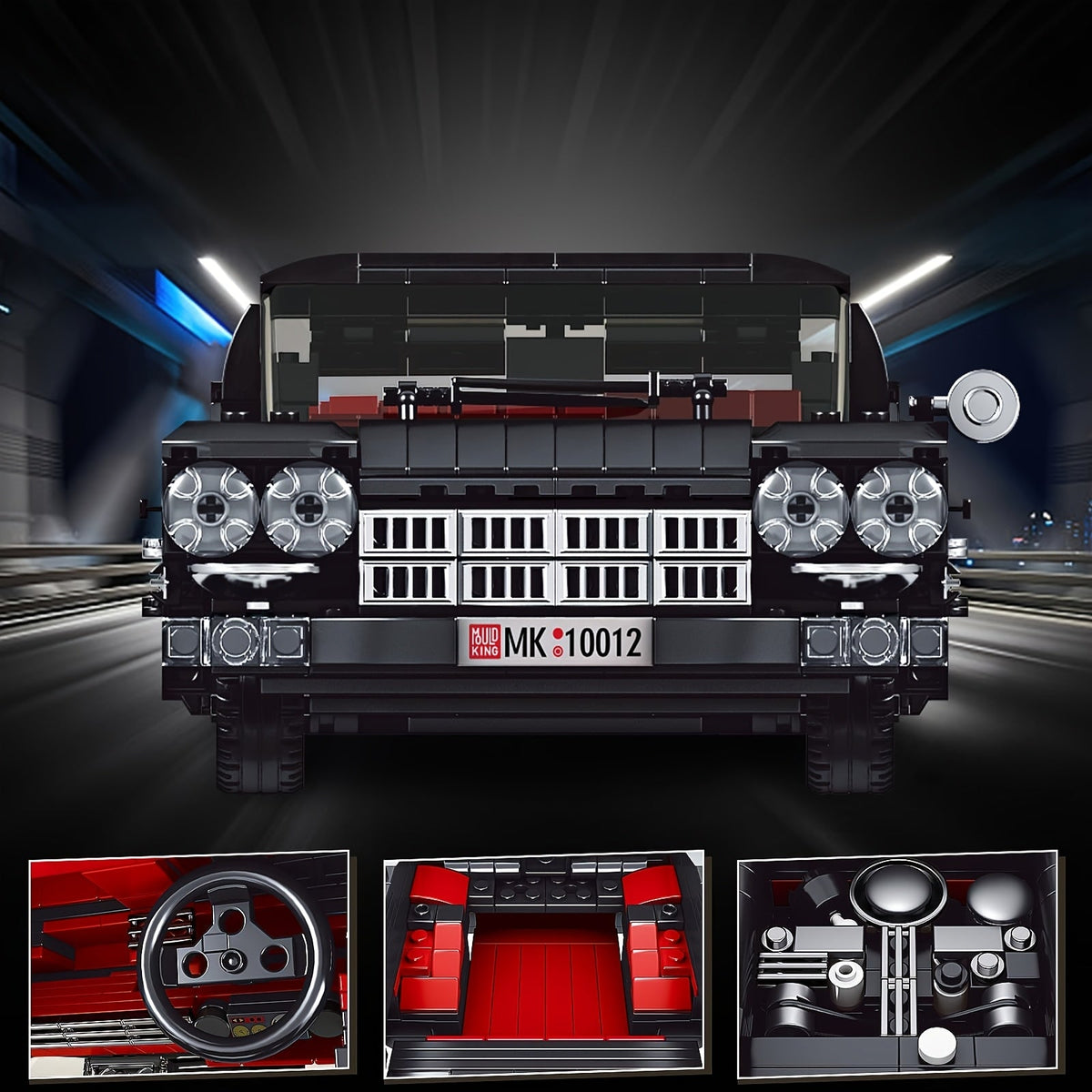 Kit de construction de voiture de sport noire Mould King 10012, 1245 pièces, ensemble de construction de modèle de supercar MOC - Modèle d'exposition version statique, cadeau créatif pour adultes et collectionneurs 14 ans et plus
