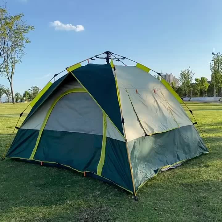 Tente de camping automatique à déploiement instantané pour 1 à 3 ou 3 à 4 personnes – Tente toutes saisons coupe-vent et légère avec doubles portes et fenêtres en maille pour le camping, la randonnée, la chasse, les voyages et les abris extérieurs