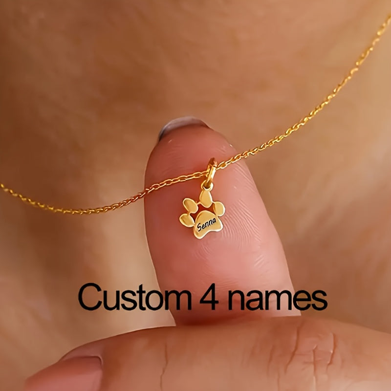 Collier avec empreinte de patte de chien personnalisée – Bijou commémoratif pour animaux de compagnie avec 1 à 5 pattes, cadeau élégant pour les amoureux des animaux pour la Saint-Valentin, Noël et toute l'année