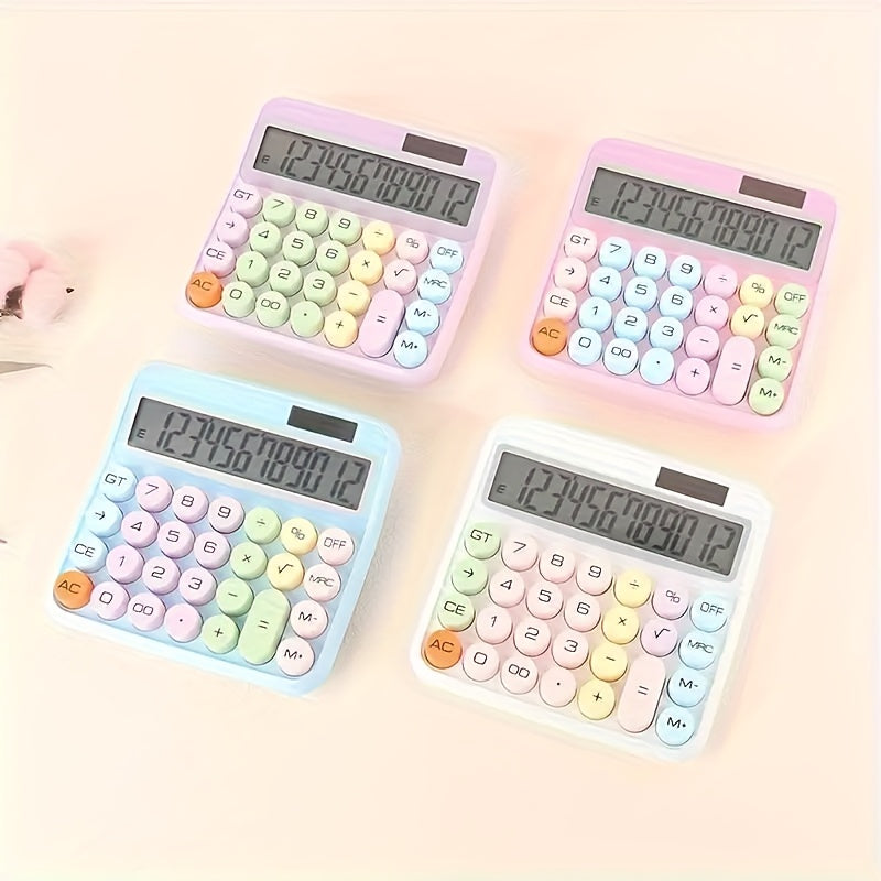 Calculatrice de bureau solaire 12 chiffres – Grand écran, grosses touches, haute précision, sans pile, calculatrice portable pour le bureau, l'école et la maison