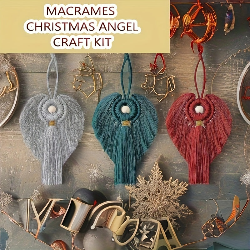 Kit d'anges en macramé 3 pièces, décoration de Noël DIY à suspendre, ensemble de loisirs créatifs bohèmes, cadeau pour maman et filles, décoration de maison pour les fêtes