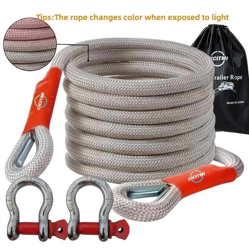 Kit de sangle de remorquage robuste 16 pieds – Crochets en U en acier, sangle de dépannage tout-terrain pour SUV, 4 capacités au choix : 6613 / 11023 / 22046 / 39683 LBS