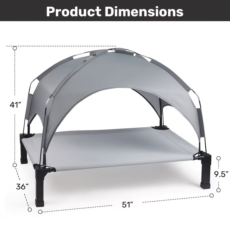Elevated Dog Bed with Removable Canopy Shade Tent β Portable Raised Outdoor Cooling Pet Cot for Dogs & Cats, Breathable Mesh, Lightweight Foldable Design for Camping, Yard & Patio