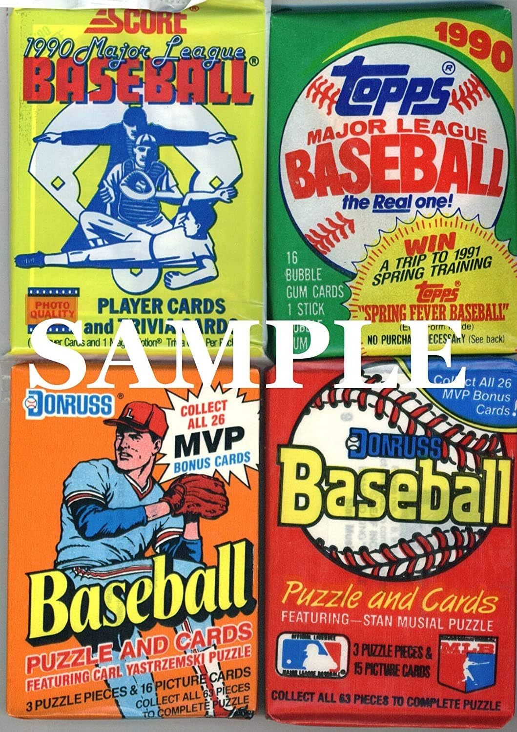 Lot de paquets de cartes de baseball MLB vintage assorties des années 1980-90 – 60 cartes au total, à la recherche de stars du Hall of Fame et de recrues, paquets non triés, parfait pour les collectionneurs et les cadeaux