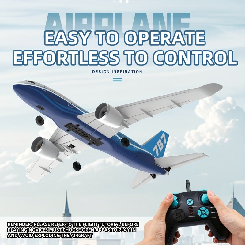 Avion radiocommandé modèle Airliner 787 BM30 BM29, planeur télécommandé 3 canaux 2,4 GHz avec gyroscope, mousse EPP, portée de 200 m, 6 à 10 min de vol, tonneaux et acrobaties – Avion RC idéal pour débutants, cadeau pour enfants et adultes