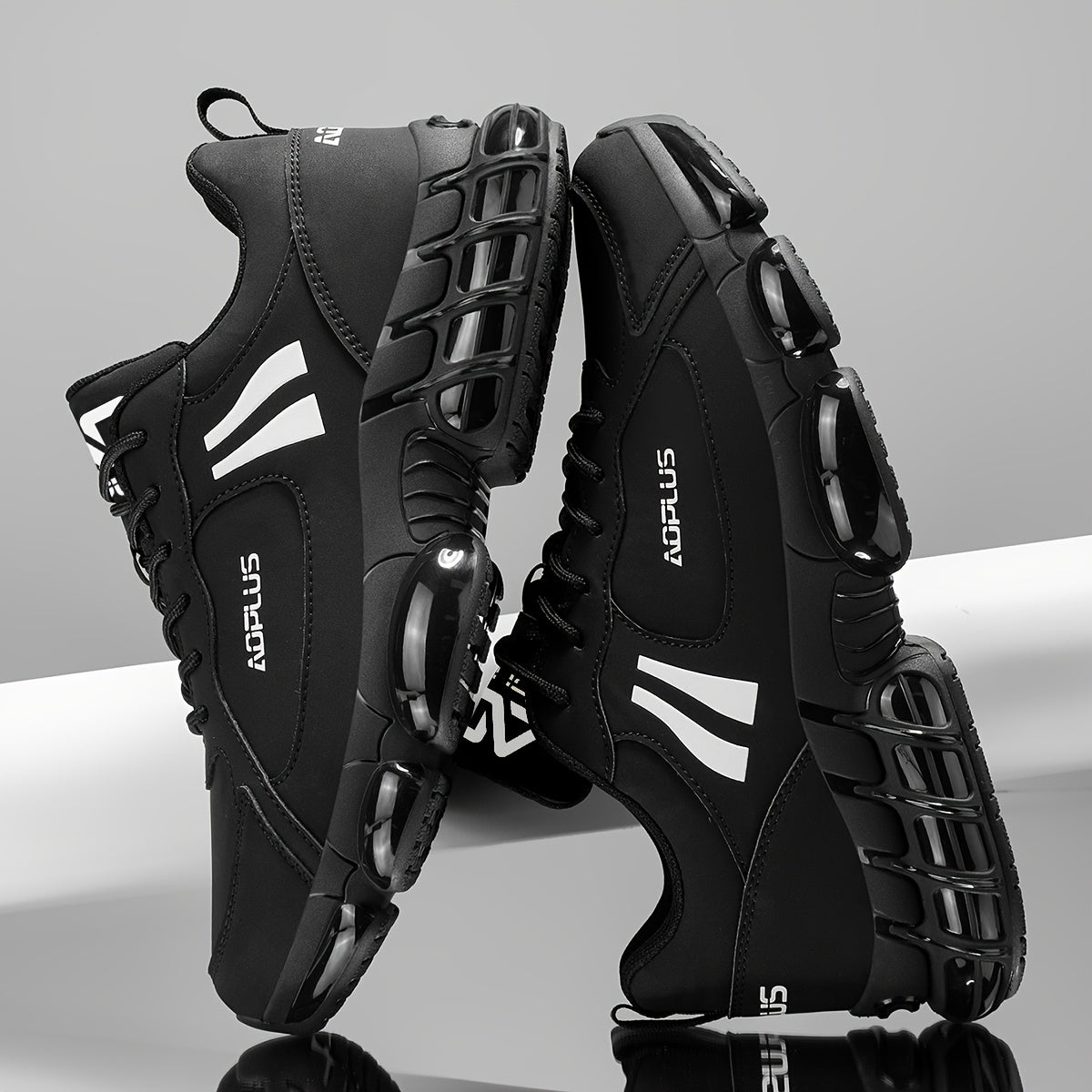 Baskets de course sur route pour hommes – Chaussures de sport à lacets, antidérapantes et résistantes à l'usure, baskets décontractées pour l'extérieur toutes saisons, bleu noir blanc, tailles US 6,5–13,5