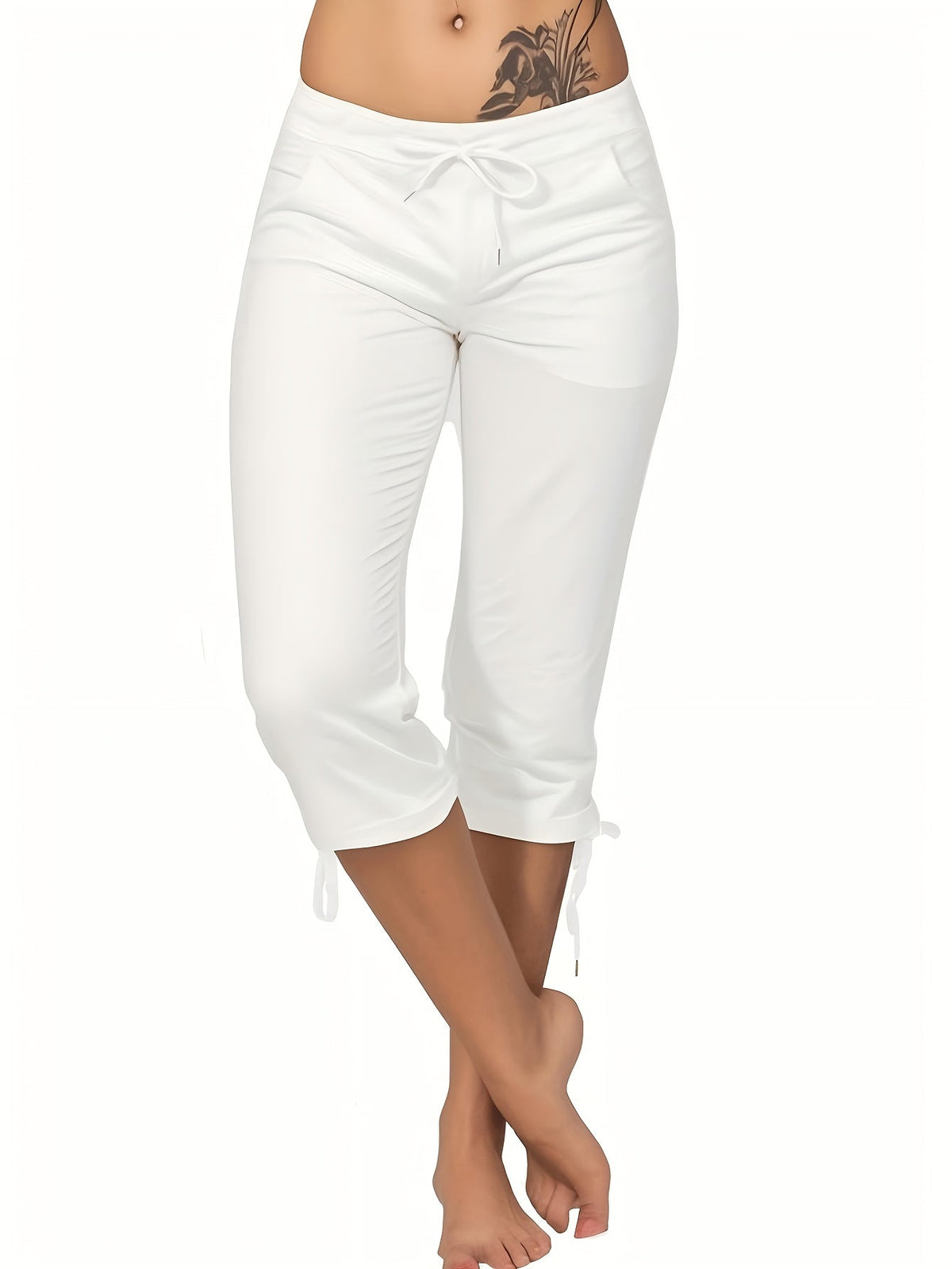 Lot de 4 pantalons courts légers pour femme – Pantacourts amples à taille cordon, bas d'été décontractés et respirants, tailles S-XXL, assortiments de couleurs variés