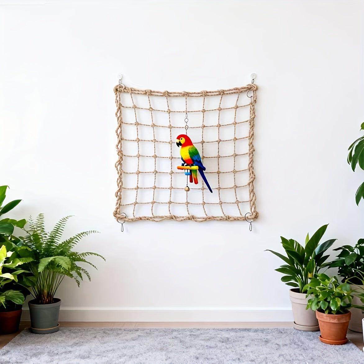Filet d'escalade pour oiseaux, hamac tressé en maille pour perroquets, perruches, calopsittes, conures, filet de corde pour cage, jouet d'activité, petite et grande taille