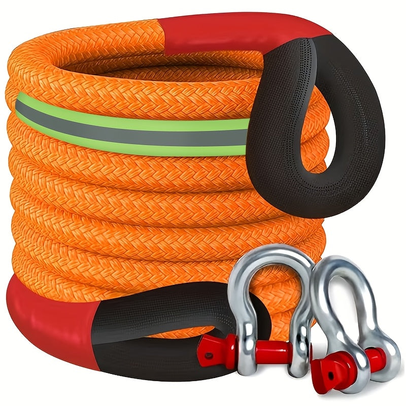 Corde de récupération cinétique 22 tonnes 48501 lbs – Corde de remorquage en nylon robuste avec manilles et sac de rangement pour camion, SUV, UTV, VTT, sauvetage d'urgence tout-terrain