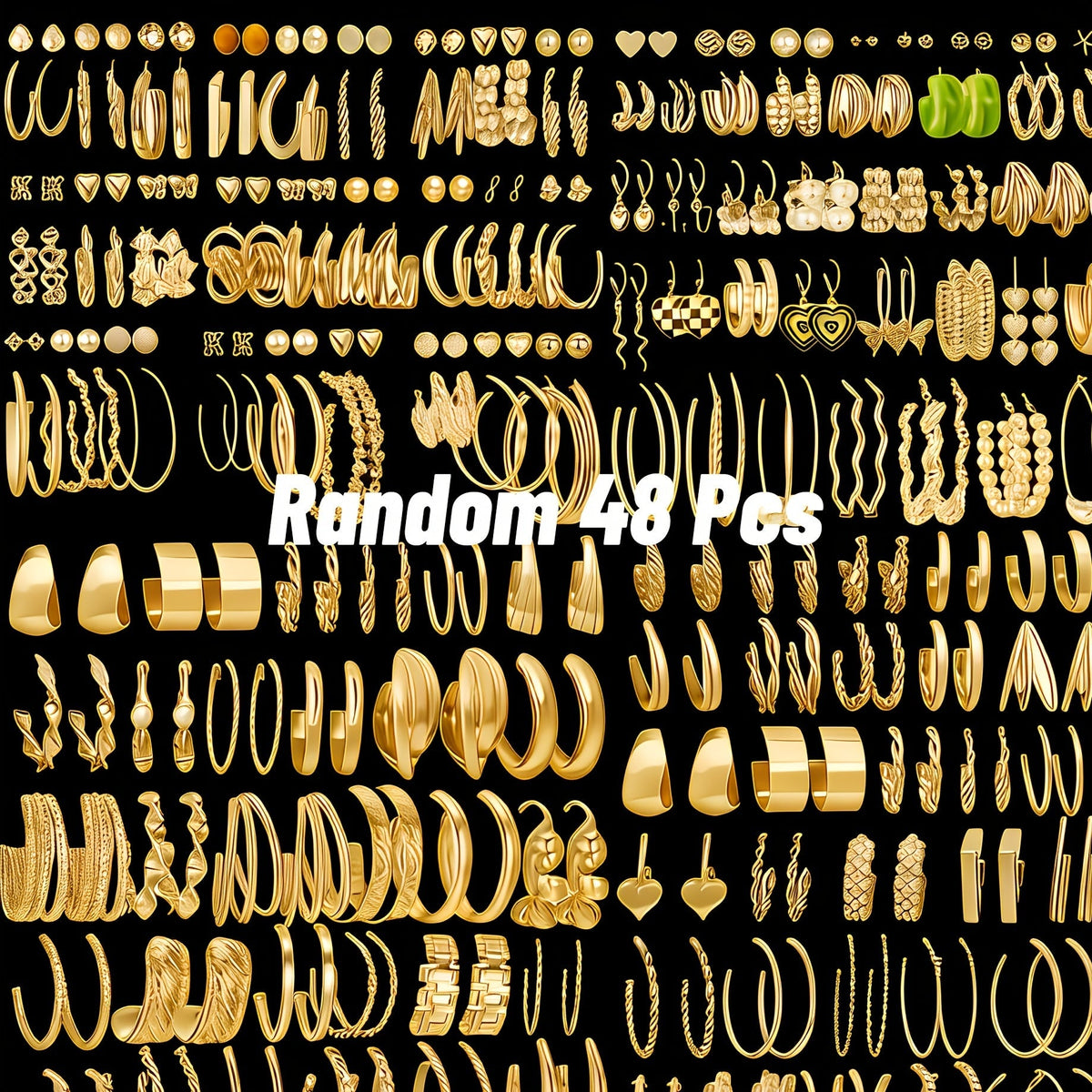 Lot de 48 paires de boucles d'oreilles bohèmes dorées pour femmes – Assortiment de clous, créoles et pendantes minimalistes vintage – Idéal pour le quotidien, les fêtes, les vacances et les cadeaux