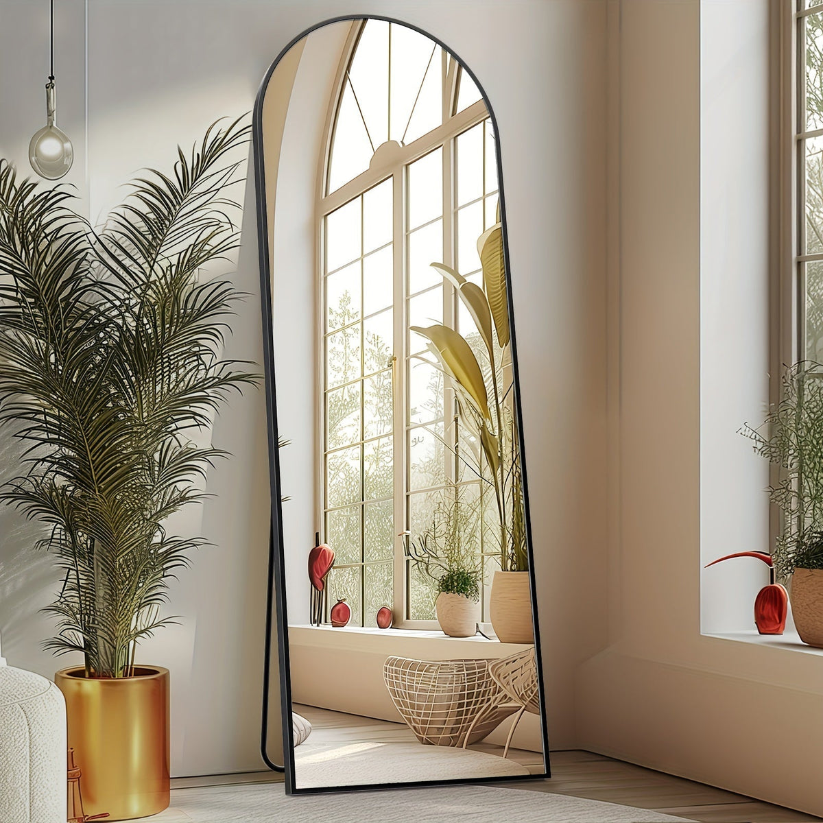 Miroir sur pied arqué – Miroir pleine longueur autoportant, inclinable ou mural, design moderne et épuré pour le salon, la chambre, le dressing ou la décoration intérieure