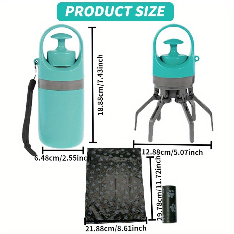 Ensemble de ramasse-crottes portable avec distributeur et 75 sacs – Kit de ramassage durable de 6 pièces en plastique avec motif de patte mignon, adapté à toutes les races de chiens, indispensable pour les promenades en extérieur
