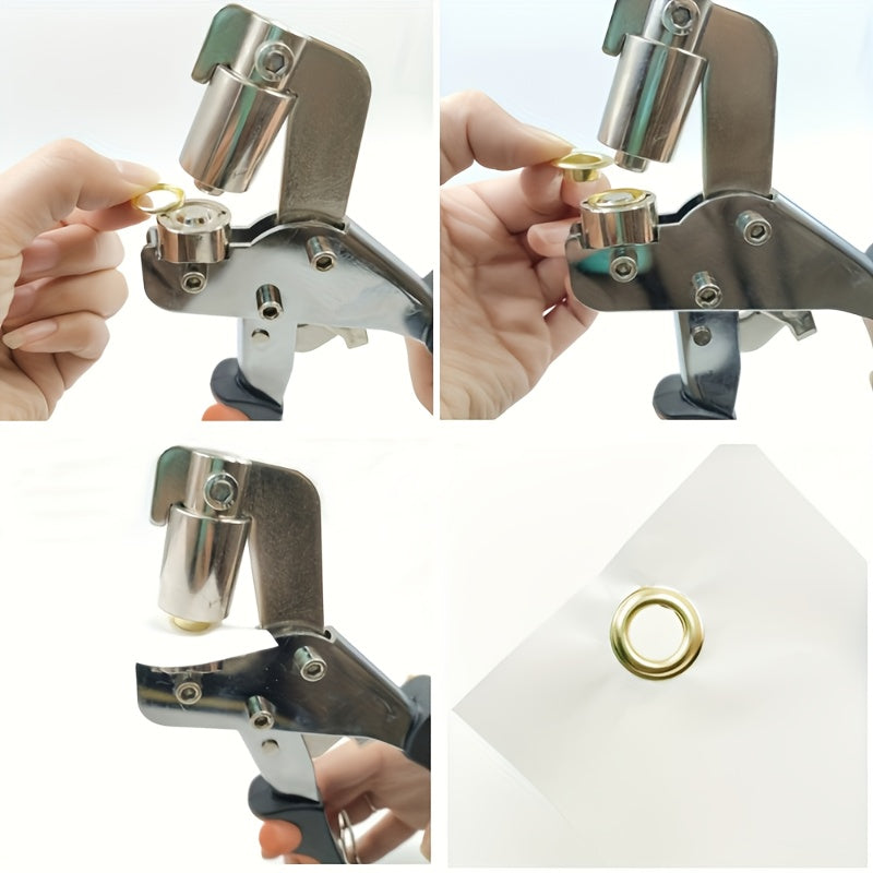 Lot de 200 œillets de 10 mm avec outils et anneaux, kit d'œillets métalliques pour bâches, similicuir, toile, tissus imperméables, projets de couture et loisirs créatifs DIY