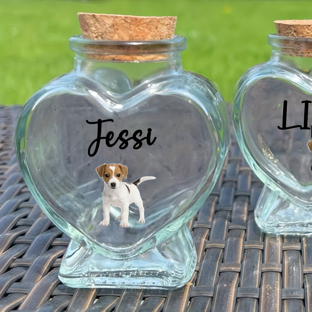 Pot de conservation personnalisé pour poils d'animaux – Flacon souvenir personnalisé avec photo de l'animal, cadeau commémoratif pour conserver les poils de chat et de chien, cadeau unique d'anniversaire pour les amoureux des animaux