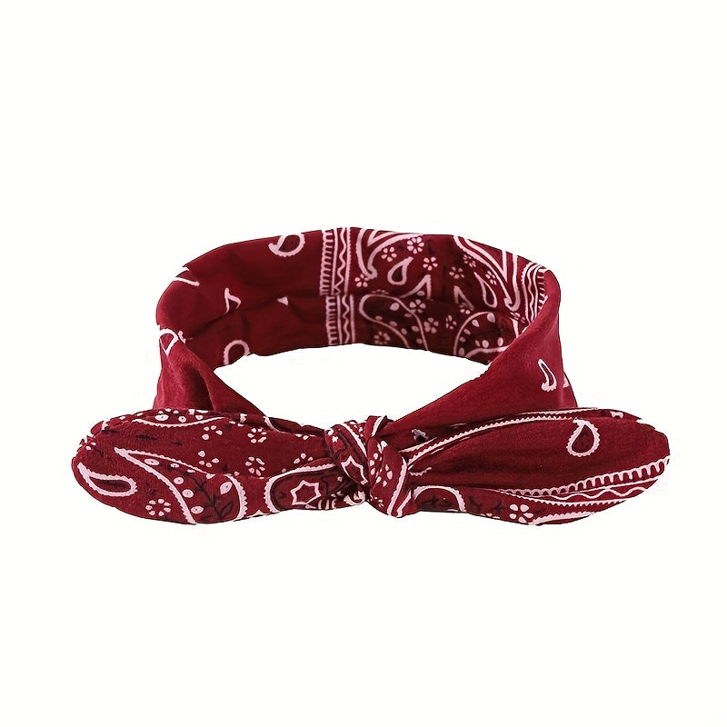 Lot de 6 bandeaux élastiques bohèmes à motif cachemire pour femmes – Foulards élastiques amples en 6 coloris (bleu ciel, noir, bleu marine, rouge vin, blanc, rouge), pour toutes les saisons, usage quotidien et extérieur