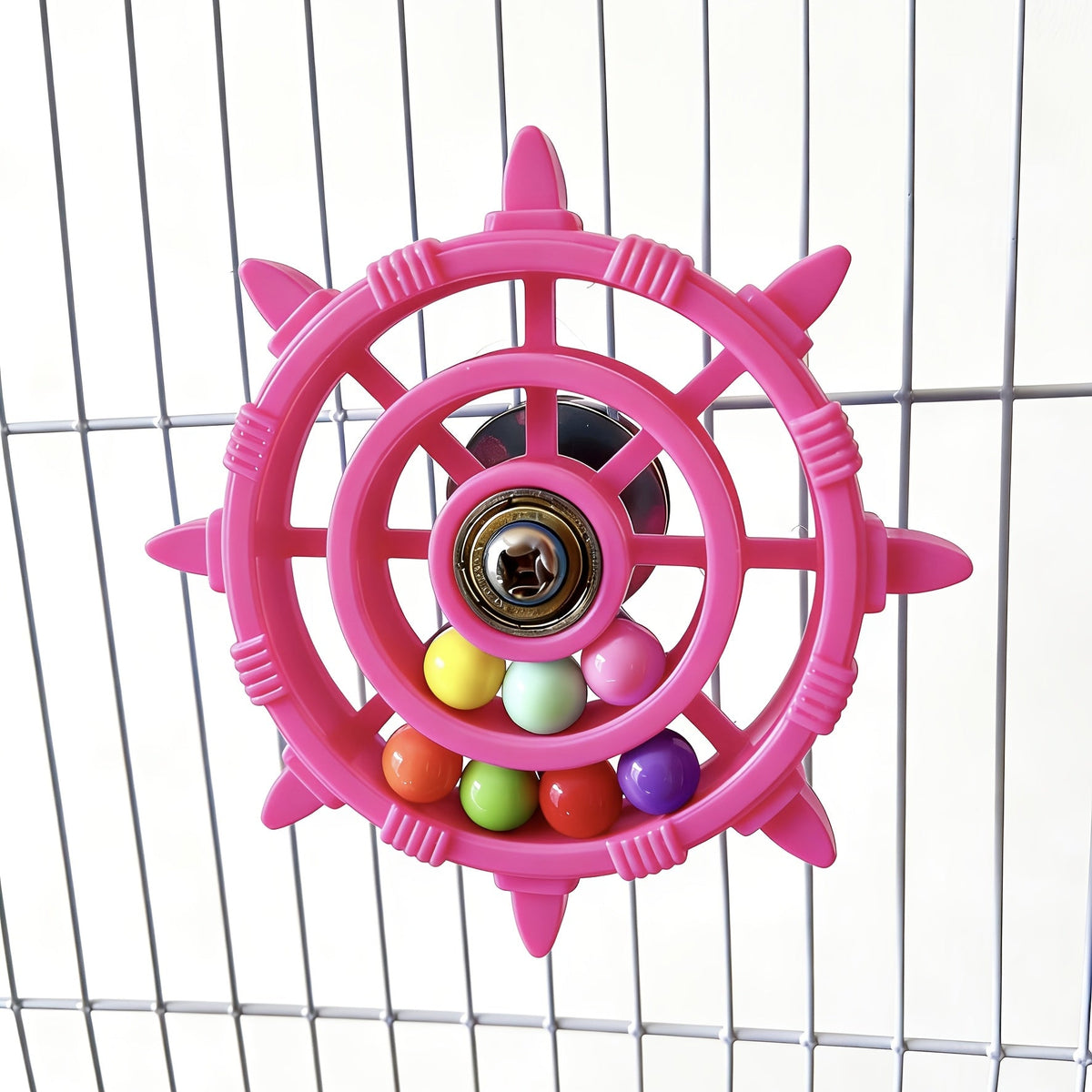 Jouet pour oiseaux à roue tournante colorée avec disque rotatif et perles, accessoire de cage interactif et anti-stress pour perruches, calopsittes et canaris, couleurs multiples