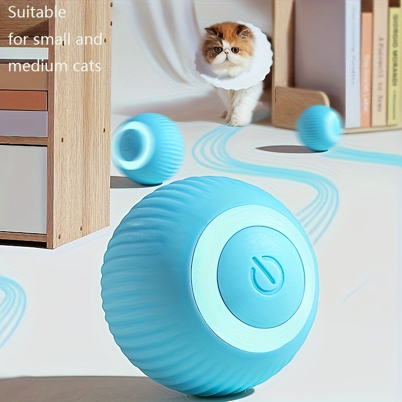Jouet balle automatique électrique pour chat avec plumeau - Balle interactive intelligente à roulement automatique pour divertir le chat et soulager l'ennui, jouet d'exercice pour chaton d'intérieur, accessoire pour chat à roulement automatique