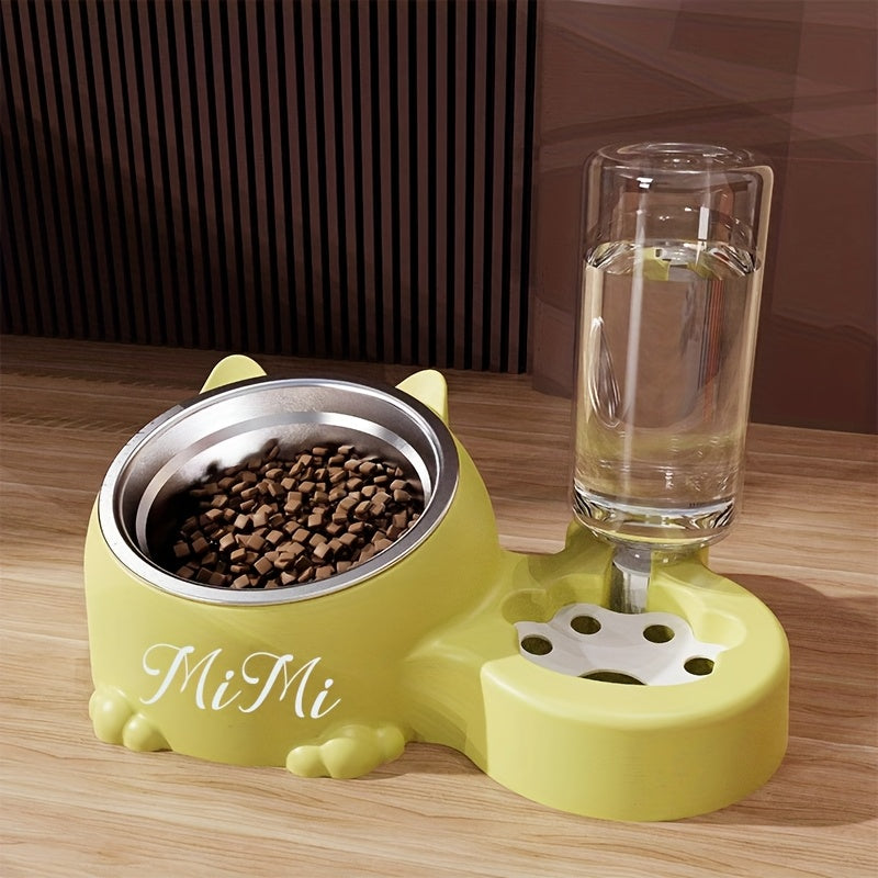 Personalized Tilted Pet Bowl for Cats & Dogs – Anti-Tip Ergonomic Neck Protection Food & Water Dish, Customizable Name Bowl for Small & Medium Pets, Integrated Food and Drinking Design