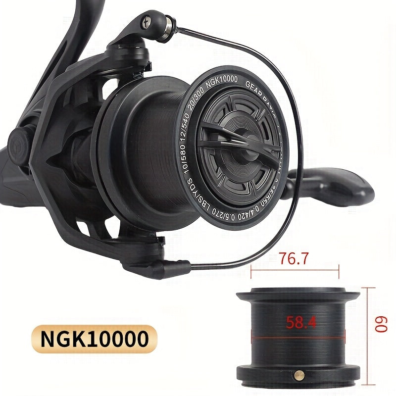 Moulinet spinning robuste pour eau salée 8000 10000 14000, moulinet de pêche en haute mer, corps en métal, grande capacité de ligne, ambidextre, pour gros poissons, pêche en surfcasting