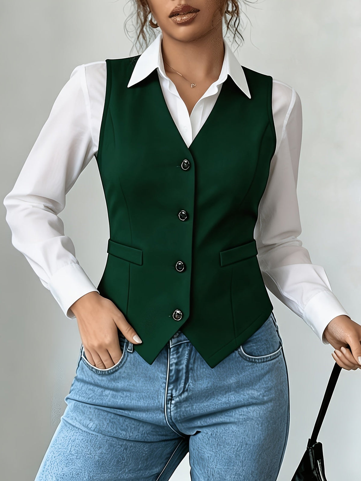 Haut sans manches pour femme, débardeur élégant de couleur unie, style décontracté et ample, chemisier polyvalent pour le travail et le quotidien