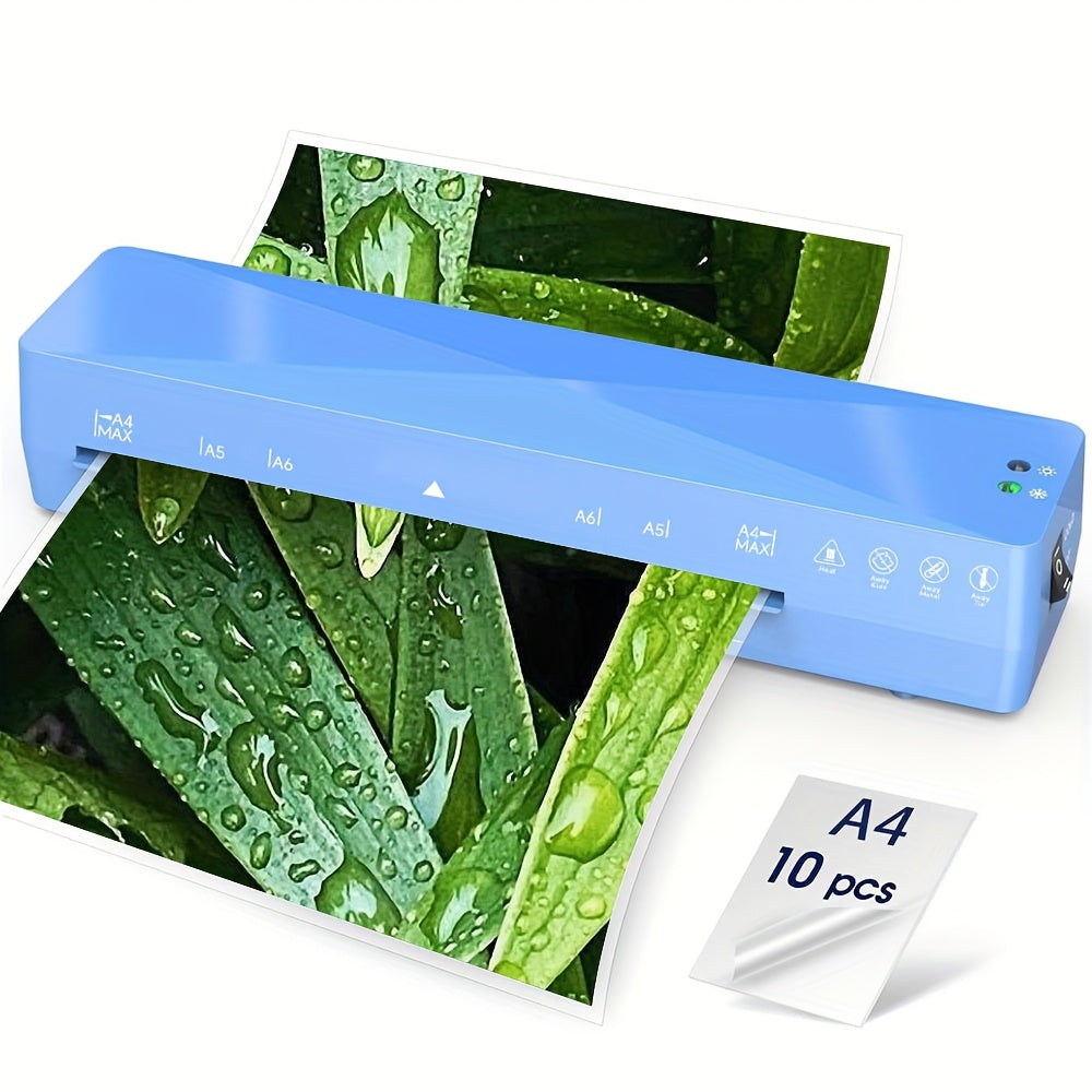 Laminatrice thermique A4 de 9 pouces de large - Plastifieuse 4 en 1 à chaud et à froid avec 10 pochettes incluses, préchauffage rapide, sans bulles pour le bureau, l'école, la maison et un usage professionnel